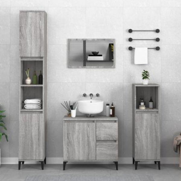 Bathroom Cabinet Grey Sonoma 65x33x60 Cm Engineered Wood