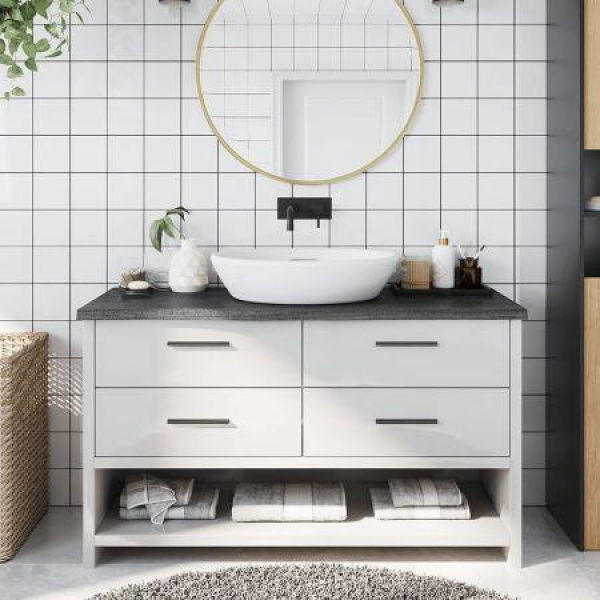 Bathroom Countertop Dark Grey 100x40x4 cm Treated Solid Wood