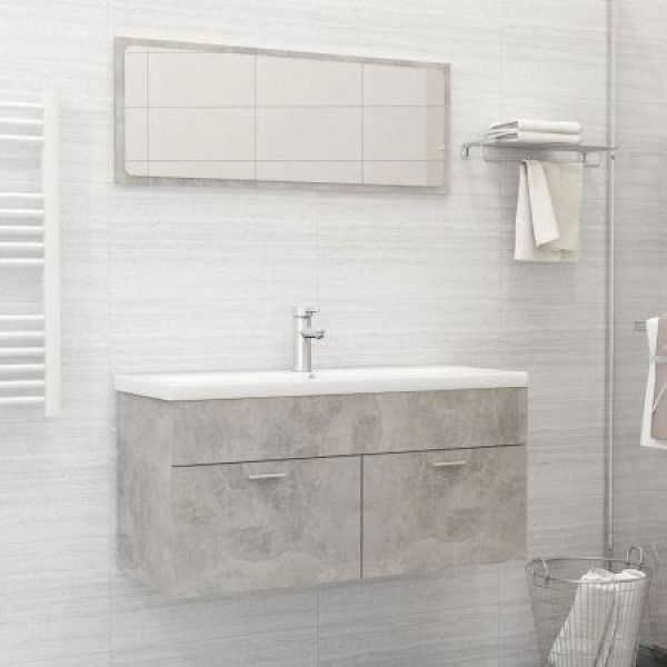 Bathroom Furniture Set Concrete Grey Chipboard