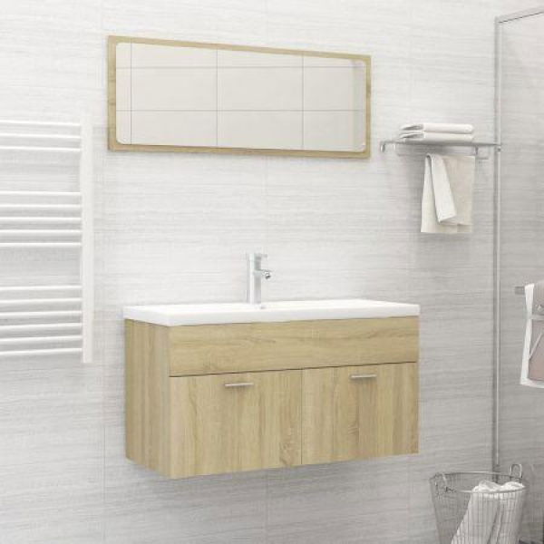 Bathroom Furniture Set Sonoma Oak Chipboard