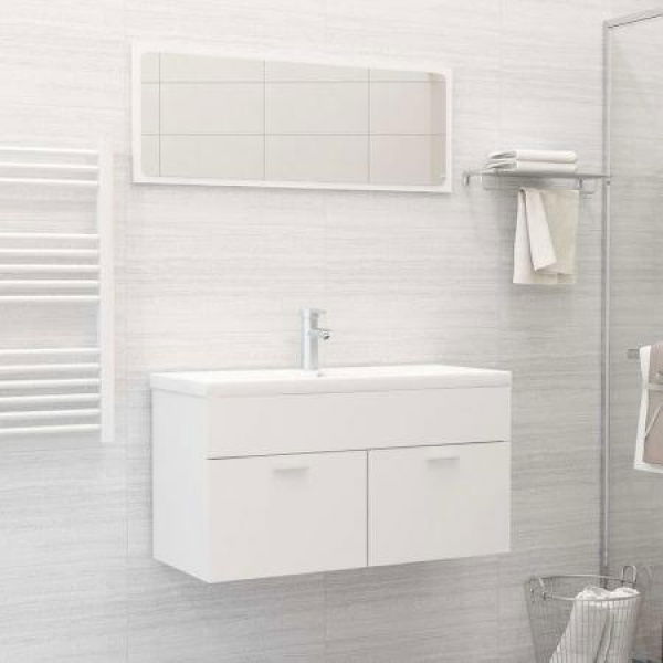 Bathroom Furniture Set White Chipboard