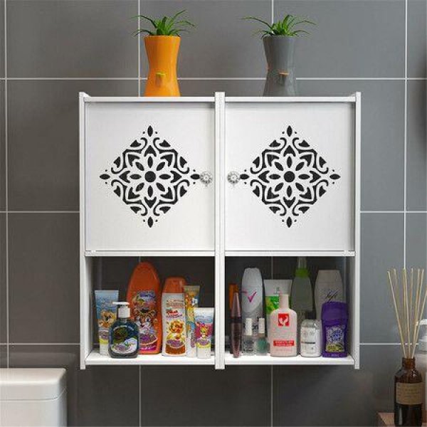 Bathroom Kitchen Storage Container Rack Wall Punch-free Toilet Washbasin Storage Cabinet#03