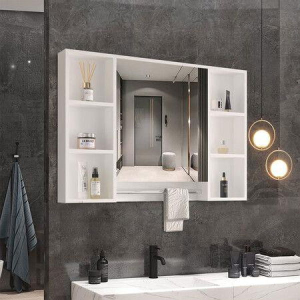 Bathroom Mirror Cabinet Medicine Shaver Shaving Wall Storage Cupboard Organiser Shelves Furniture Bathroom Vanity With Door White