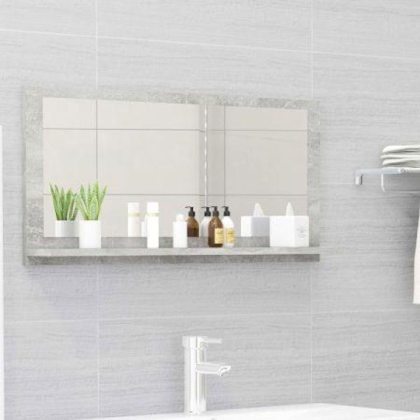 Bathroom Mirror Concrete Gray 80x10.5x37 Cm Engineered Wood