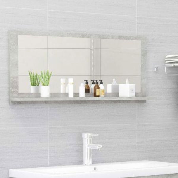 Bathroom Mirror Concrete Gray 90x10.5x37 Cm Engineered Wood