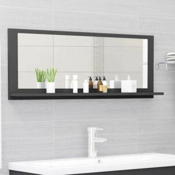 Bathroom Mirror Gray 100x10.5x37 Cm Engineered Wood