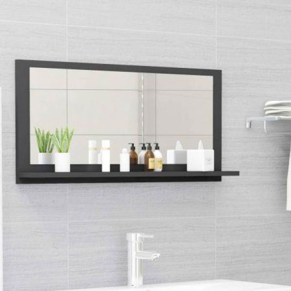 Bathroom Mirror Gray 80x10.5x37 Cm Engineered Wood