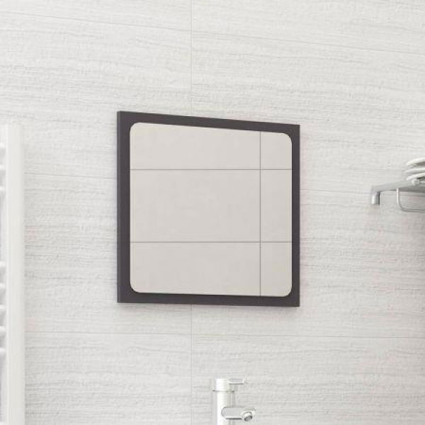 Bathroom Mirror High Gloss Gray 40x1.5x37 Cm Chipboard