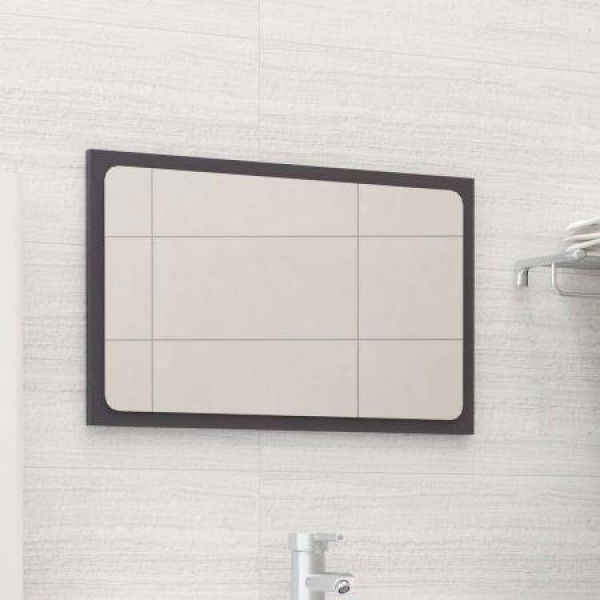 Bathroom Mirror High Gloss Gray 60x1.5x37 Cm Chipboard