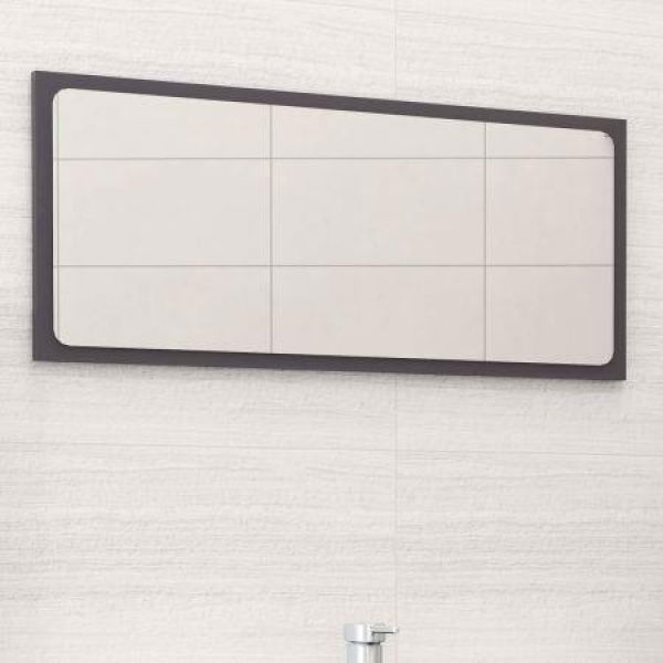 Bathroom Mirror High Gloss Gray 80x1.5x37 Cm Chipboard