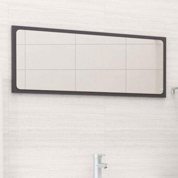 Bathroom Mirror High Gloss Gray 90x1.5x37 Cm Chipboard