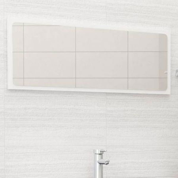 Bathroom Mirror High Gloss White 100x1.5x37 Cm Chipboard