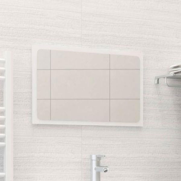 Bathroom Mirror High Gloss White 60x1.5x37 Cm Chipboard