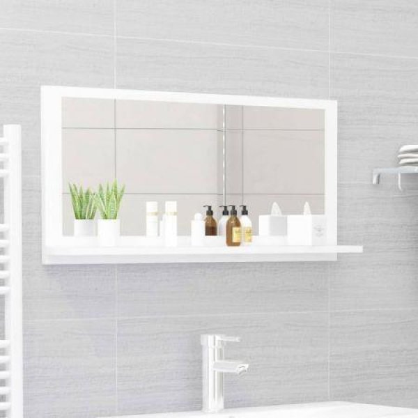 Bathroom Mirror White 80x10.5x37 Cm Engineered Wood.