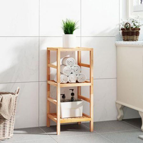 Bathroom Shelf 35.5x35.5x79 Cm Solid Wood Walnut.