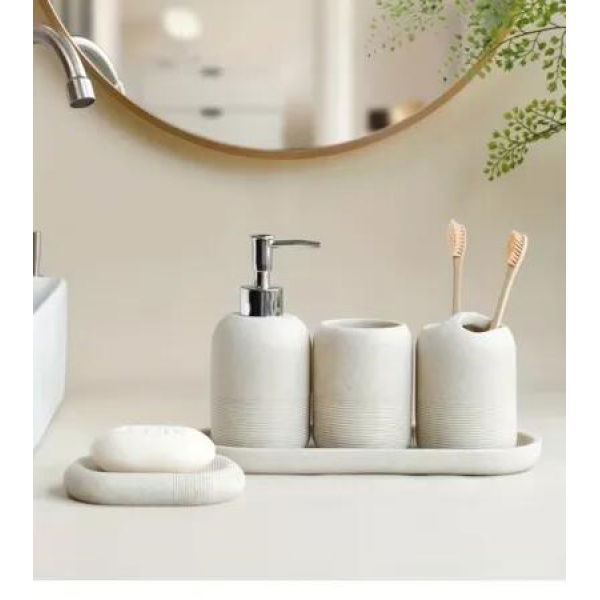Bathroom soap Dispenser Set 5Pcs Bathroom Accessories Set Lotion Dispenser Toothbrush Holder Tray