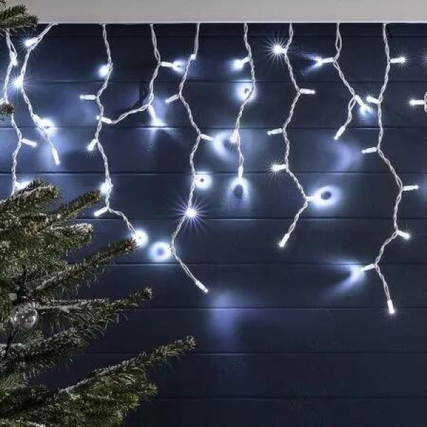 Battery Operated 300 LED Timer Icicle Lights -11.8m x 48cm, available in 2 Colors - Cool White