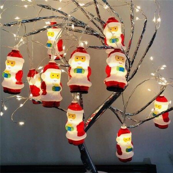 Battery Powered Santa Claus Christmas 10 Leds String Light Fairy Home Decoration For BedroomStairsChristmas Tree