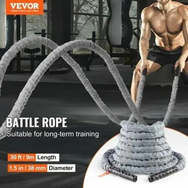 Battle Rope 1.5' 30Ft Gym Workout Strength Training Exercise Fitness Rope