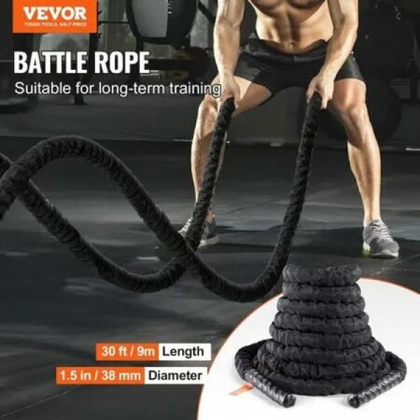 Battle Rope 1.5' 30Ft Gym Workout Strength Training Exercise Fitness Rope