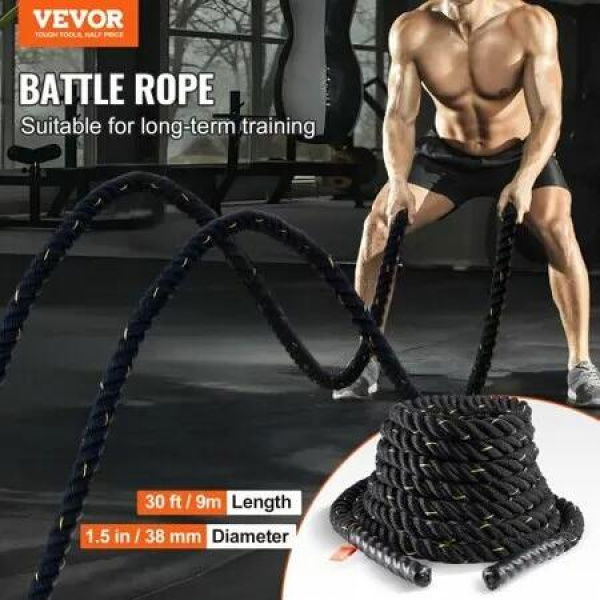 Battle Rope 1.5' 30Ft Gym Workout Strength Training Exercise Fitness Rope