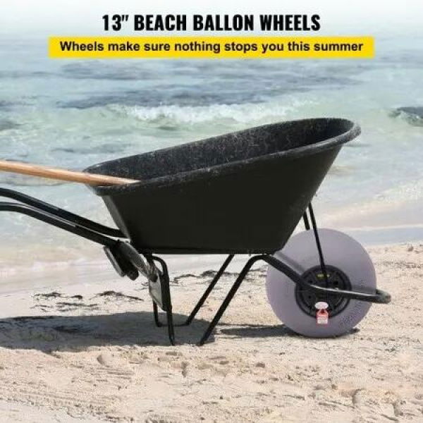 Beach Balloon Wheels, 13' Replacement Sand Tires, TPU Cart Tires for Kayak Dolly, Canoe Cart and Buggy w/Free Air Pump, 2-Pack