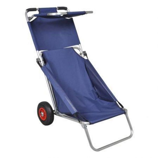 Beach Trolley With Wheels Portable Foldable Blue