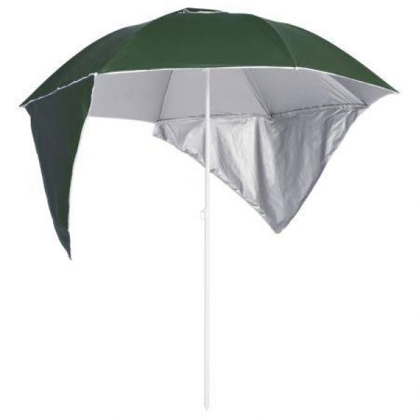 Beach Umbrella With Side Walls Green 215 Cm