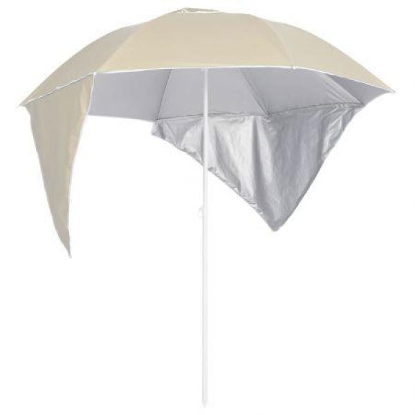 Beach Umbrella With Side Walls Sand 215 Cm