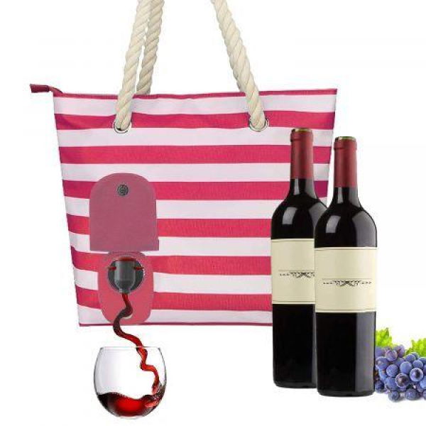 Beach Wine Tote Bag Famolay Wine Cooler Bag Leakproof Insulated Purse Carrier With Spout Hidden Compartments Travel (Red)