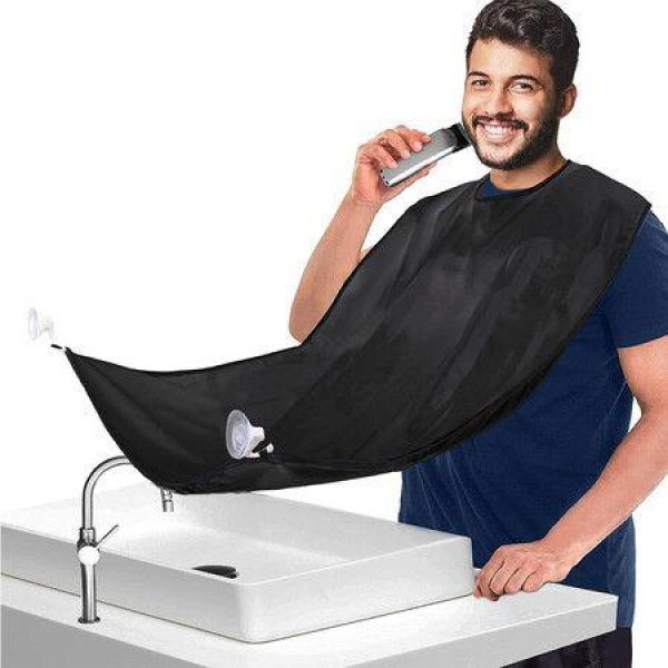 Beard Bib Apron, Beard Hair Catcher for Men Shaving, Non Stick Beard Cape Grooming Cloth, Waterproof, Black