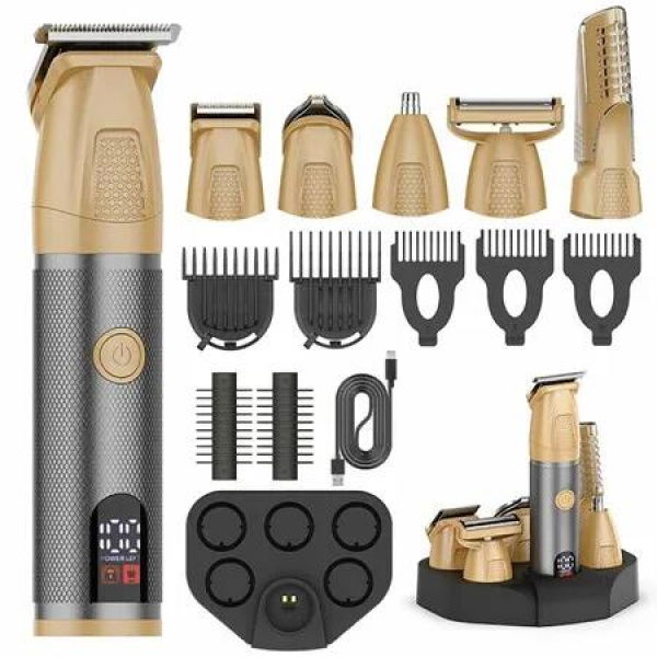 Beard Trimmer for Men, Cordless Hair Trimmer Set with Hair Clippers, 6 in 1 Rechargeable WaterProof Mens Grooming Kits Quick Shaving for Face Mustache