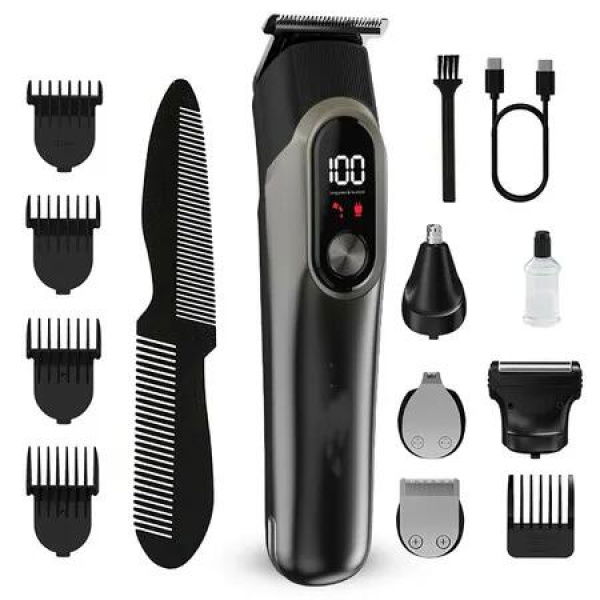 Beard Trimmer for Men Professional Electric Hair Clippers Razor for Nose Hair Trimmers for Barbers, Cutting Grooming Kit,Grey
