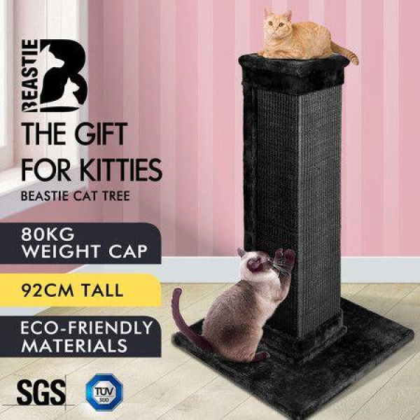 BEASTIE Cat Tree Scratcher Tower Scratching Post Condo House Furniture Wood 92cm