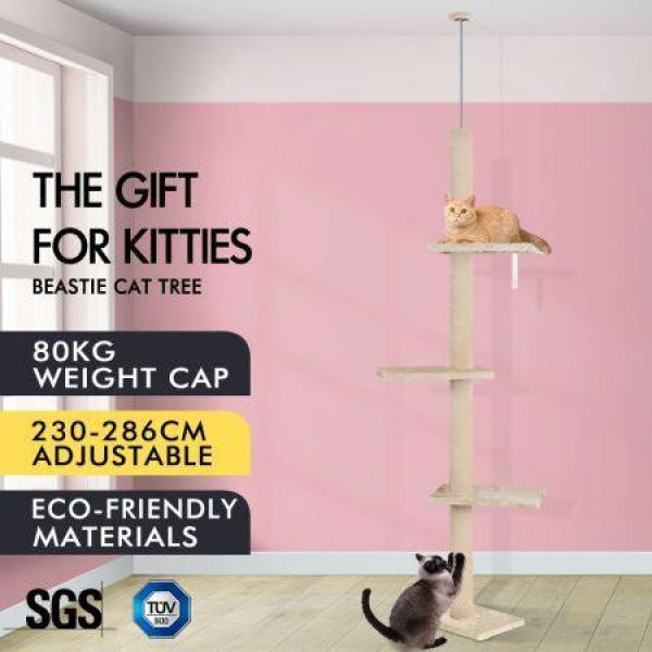 BEASTIE Cat Tree Scratching Post Scratcher Tower Condo House Furniture 230-286cm