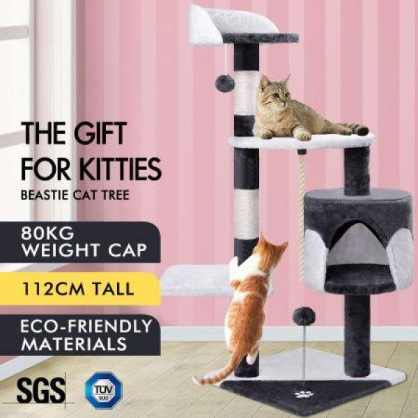 Beastie Cat Tree Scratching Post Scratcher Tower Condo House Furniture Wood 112