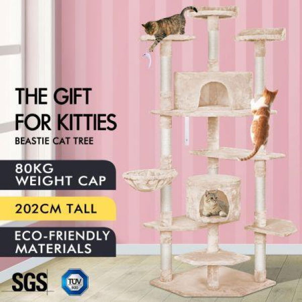 Beastie Cat Tree Scratching Post Scratcher Tower Condo House Furniture Wood 202