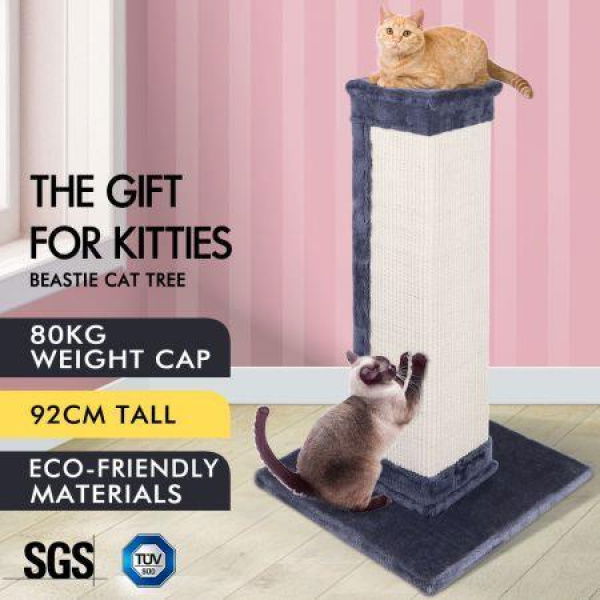 Beastie Cat Tree Scratching Post Scratcher Tower Condo House Furniture Wood 92cm