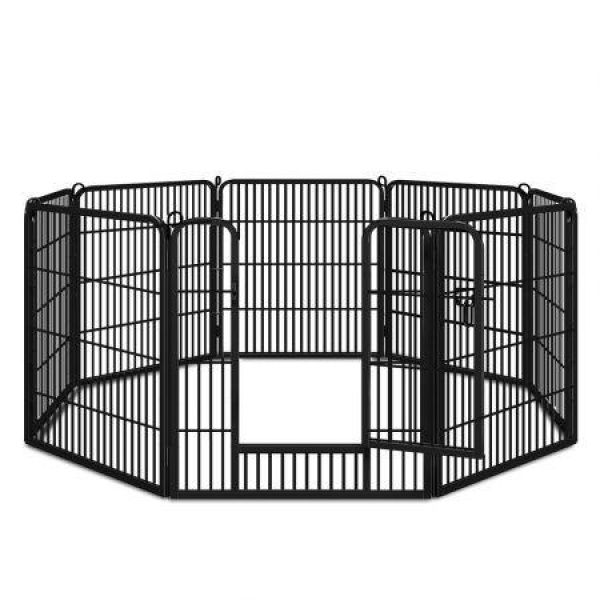 Beastie Dog Playpen Pet Enclosure 8 Panel Metal Puppy Fence Exercise 24