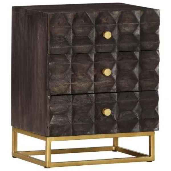 Bed Cabinet Black 40x30x50 cm Solid Mango Wood