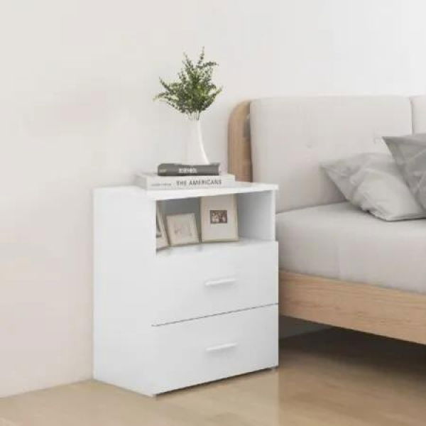 Bed Cabinet White 50x32x60 cm