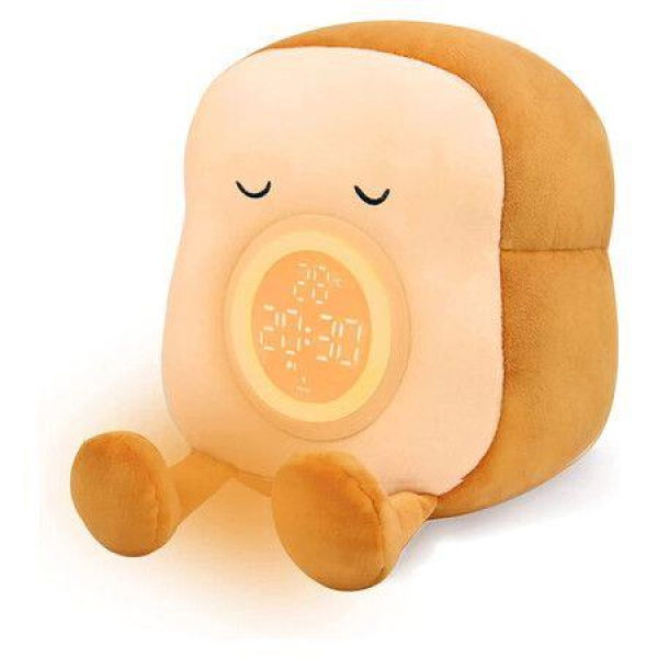 Bed Decor Night Light Bedside Lamp With Rechargeable And Dimmable Alarm Clock For Bedroom Funny Food Toast Bread Plush