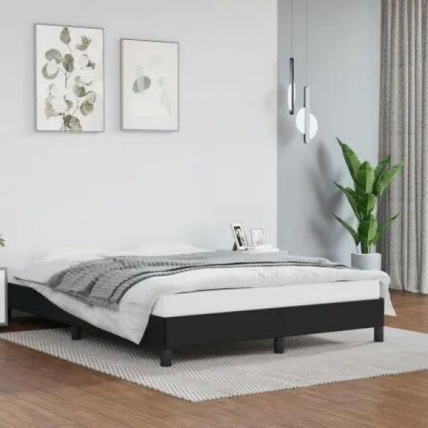 Bed Frame Black 106x203 cm King Single Size Faux Leather