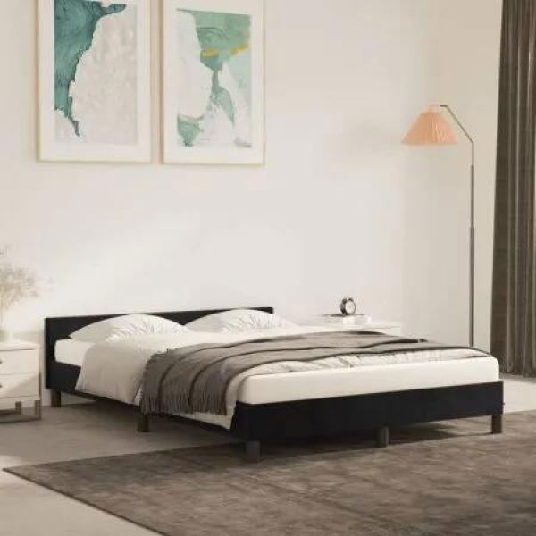 Bed Frame Black 106x203 cm King Single Size Velvet