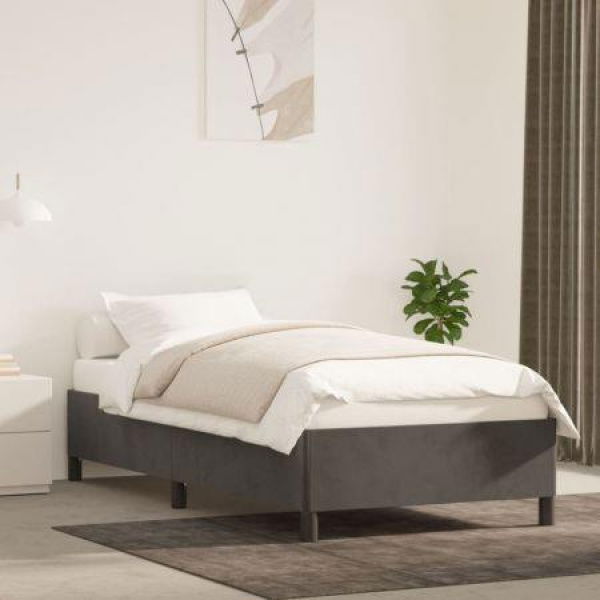 Bed Frame Dark Grey 107x203 Cm King Single Velvet