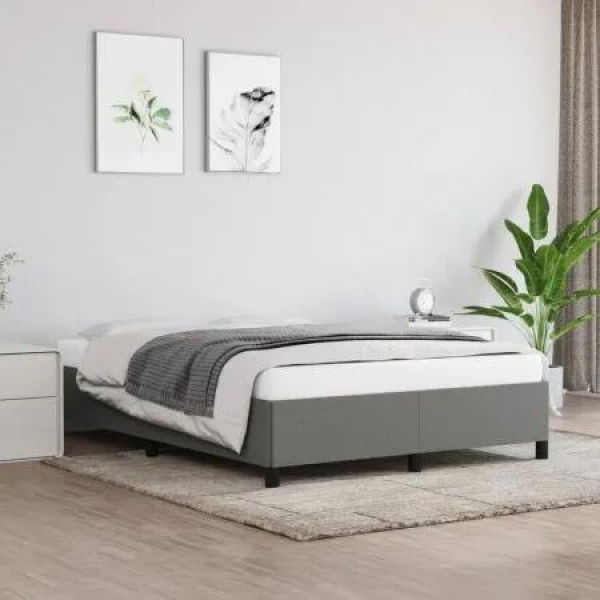 Bed Frame Dark Grey 137x187 cm Double Size Fabric