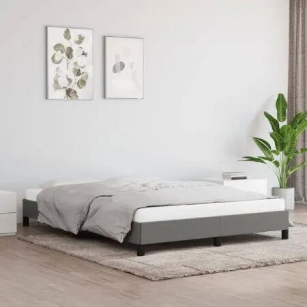 Bed Frame Dark Grey 137x187 cm Double Size Fabric