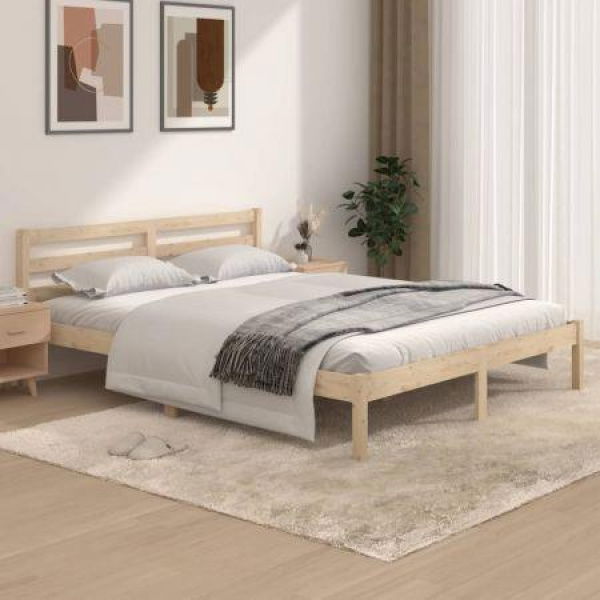 Bed Frame Solid Wood Pine 153x203 cm Queen Size