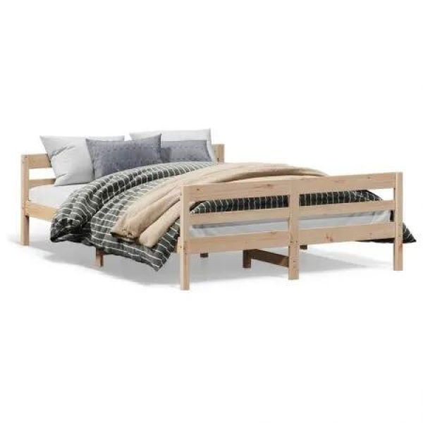 Bed Frame with Headboard 137x187 cm Double Size Solid Wood Pine