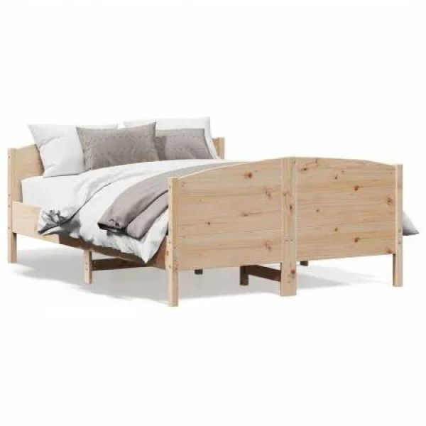 Bed Frame with Headboard 150x200 cm Solid Wood Pine